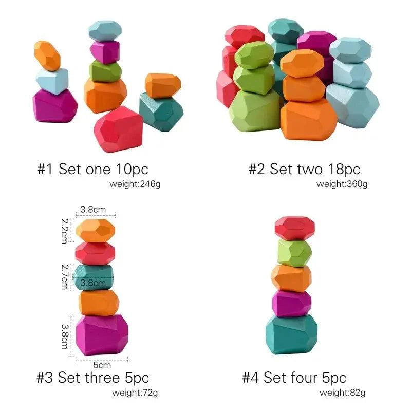 Rynx | Colorful Wooden Building Blocks Set for Creative Learning and Logical Development