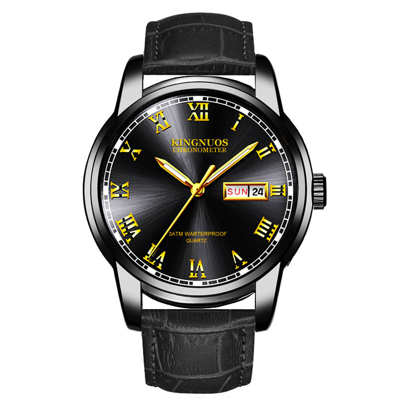 Rynx | Transnational Hot Double Calendar Steel Belt Watch Business Non-mechanical