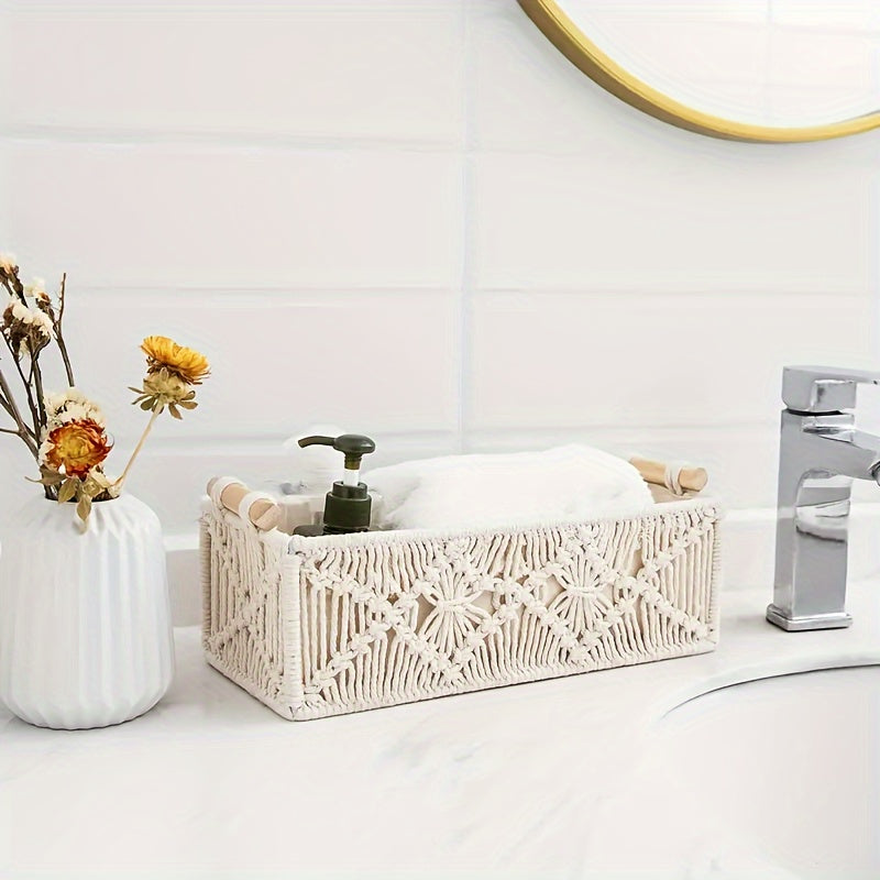 Rynx | Boho Storage Basket – Handmade Woven Organizer for Bathroom, Bedroom, and Living Room