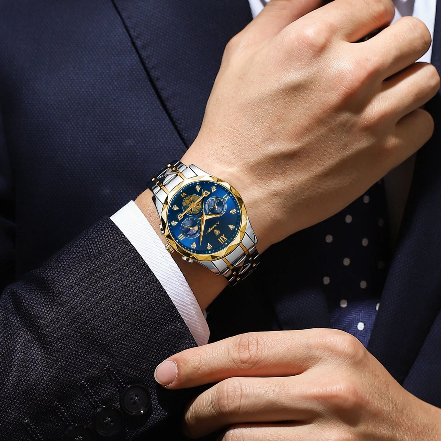 Rynx | Luxurious waterproof men's chronograph with stainless steel bracelet