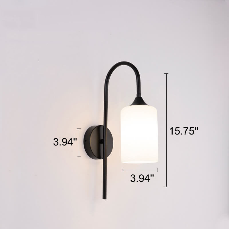 Rynx | GlintArc Wall Lamp | Minimalist Cylinder Glass Design | Flexible Arm | 1-Light Wall Light for Stylish Spaces