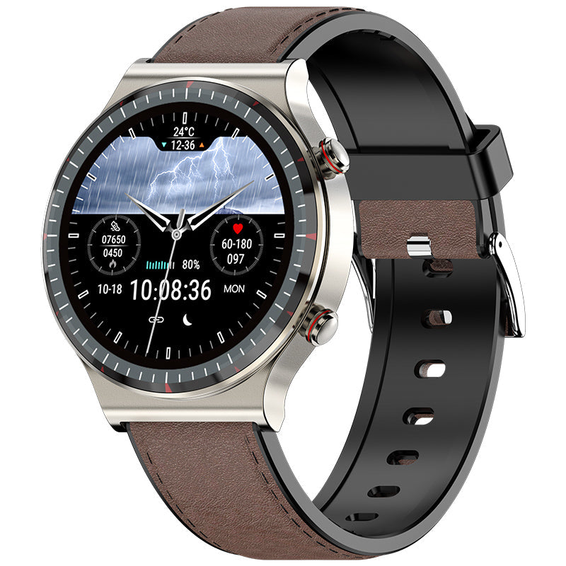 RYNX | Cfda Ekg Blood Oxygen Heart Rate Health Monitoring Smart Watch Premium Silver Brown