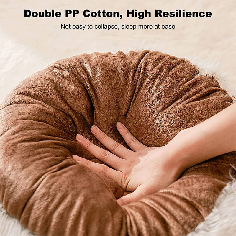 Rynx | Round Fluffy Cat Bed, Pet Bed Calming Cave Bed