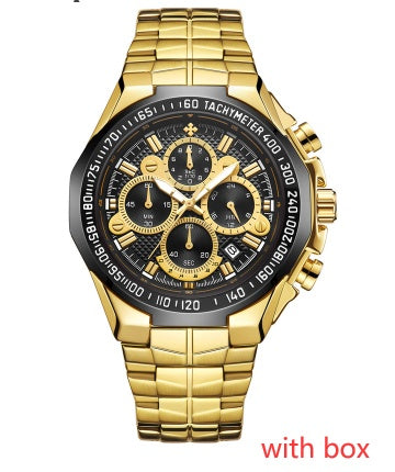 Rynx | WWOOR Multifunctional Men's Steel Bracelet Six-Hand Quartz Watch Waterproof Casual Crown Watch 8868