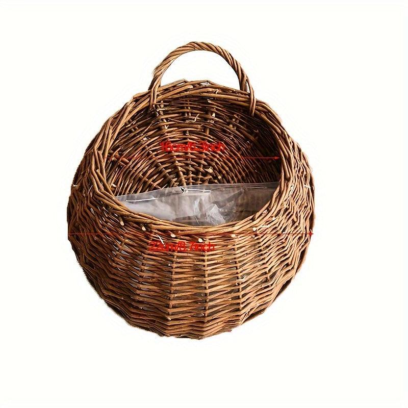 Rynx | Rustic blue rattan flower wall basket for real or artificial flowers