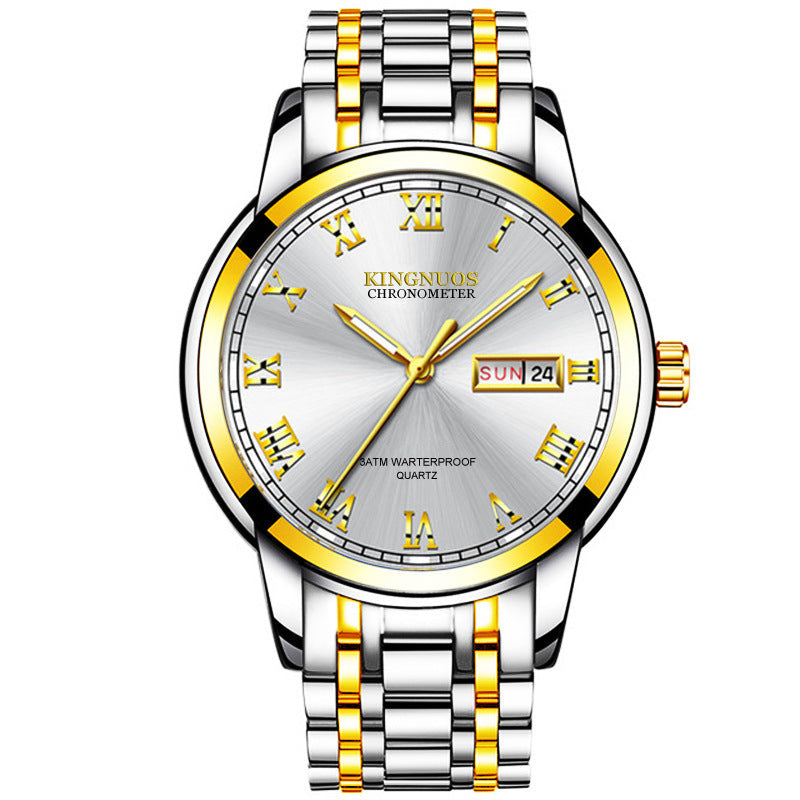 Rynx | Transnational Hot Double Calendar Steel Belt Watch Business Non-mechanical