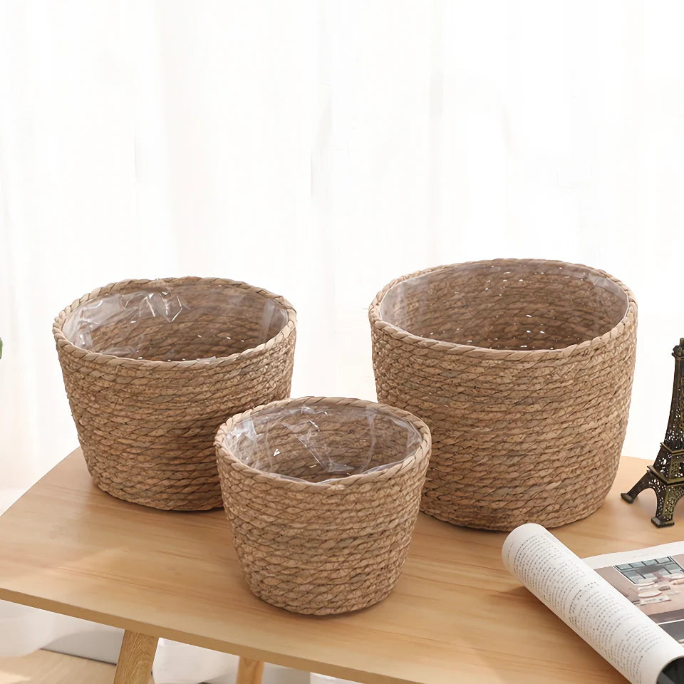Rynx | Woven Straw Plant Basket Set