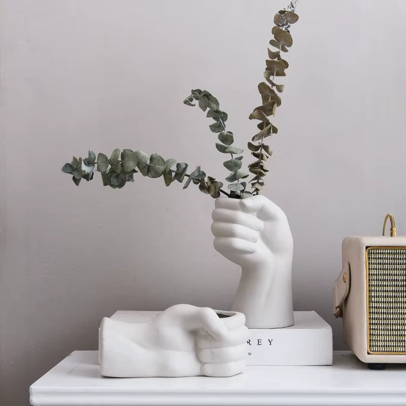 Rynx | Artistic Hand Gesture Ceramic Tabletop Flower Vase