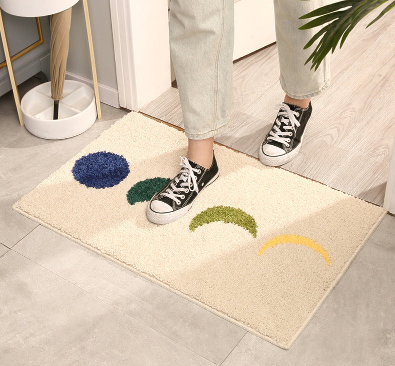 Rynx | Moon Phase Bath Mat Beige Background, Bathroom Rug, Soft Plush Water-absorbent Mat, Machine Washable
