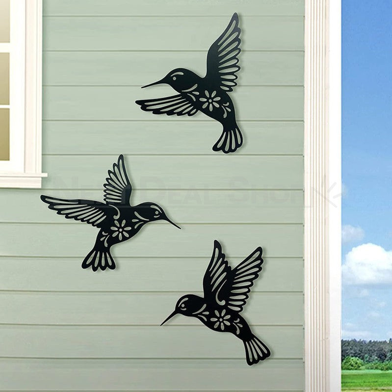 Rynx | 3 Pcs - Metal Hummingbird Wall Decor