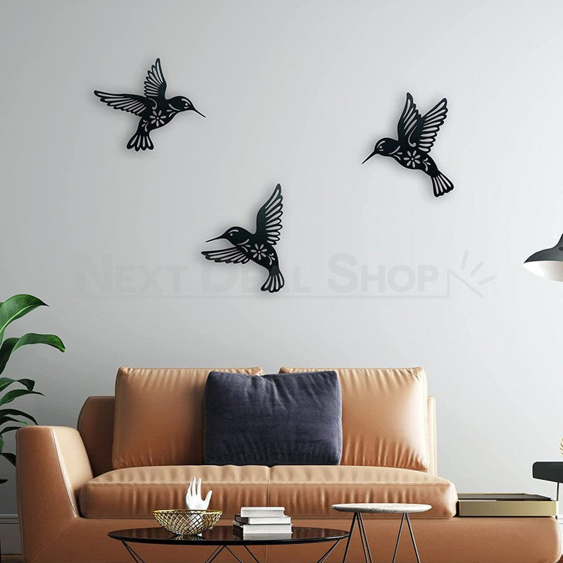 Rynx | 3 Pcs - Metal Hummingbird Wall Decor