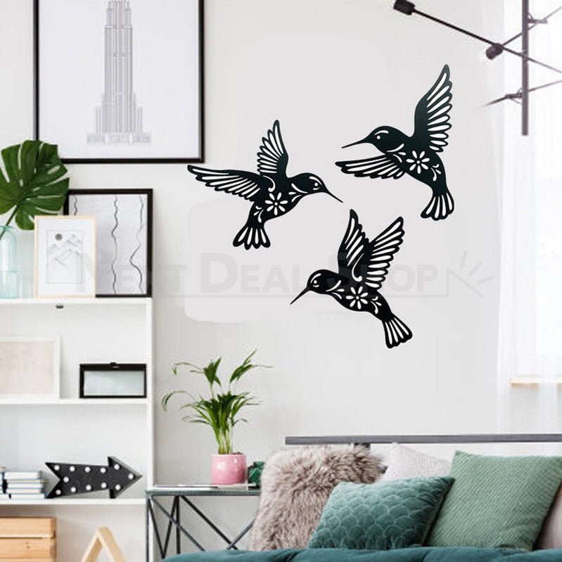 Rynx | 3 Pcs - Metal Hummingbird Wall Decor