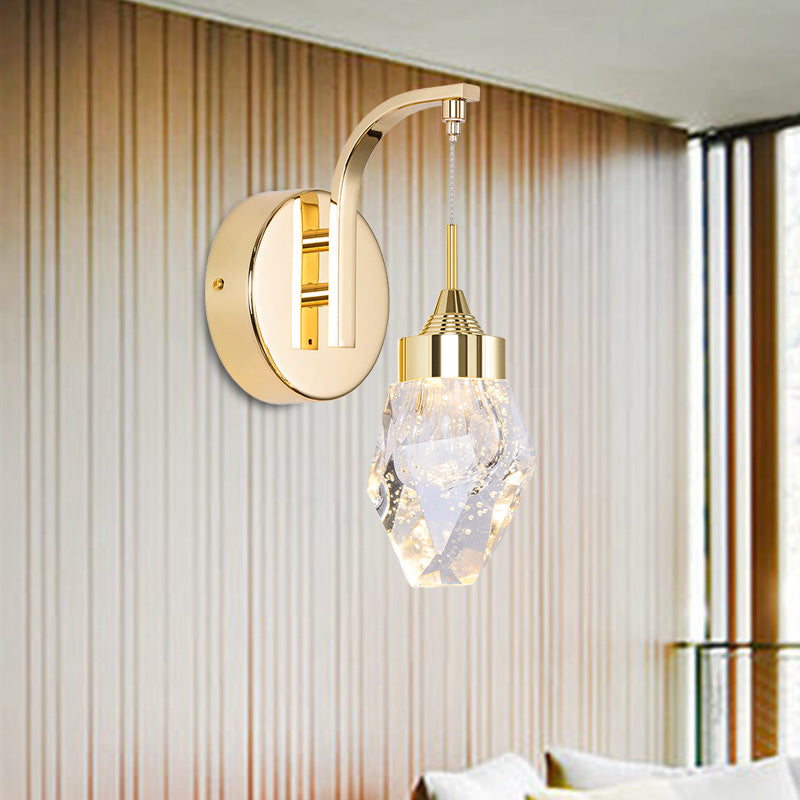 Rynx | Geometric Living Room Wall Light Vintage Bubble Crystal LED Gold Wall Lighting Fixture for Bedroom