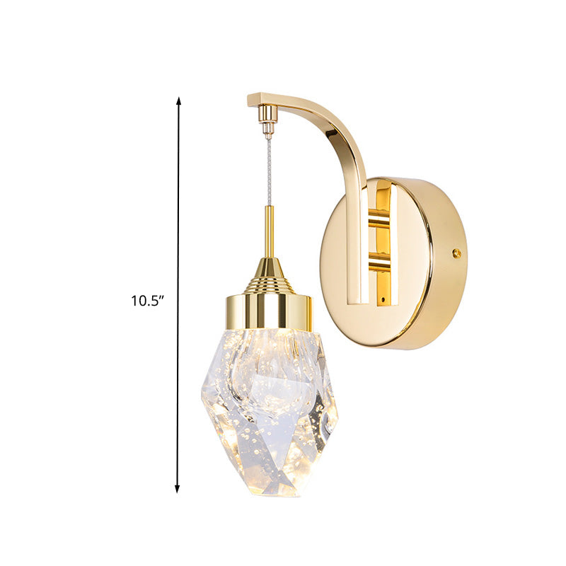 Rynx | Geometric Living Room Wall Light Vintage Bubble Crystal LED Gold Wall Lighting Fixture for Bedroom