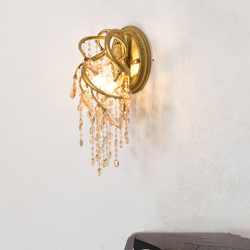 Rynx | Decorative Branch Wall-Mount Lighting 2 Lights Translucent Crystal LED Wall Light in Brass