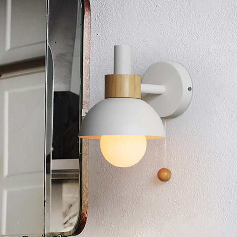 Rynx | 1 Head Nightstand Wall Lamp Macaron White/Pink/Yellow Scone Light Arrangement with Curved Metal Shade