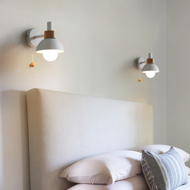 Rynx | 1 Head Nightstand Wall Lamp Macaron White/Pink/Yellow Scone Light Arrangement with Curved Metal Shade