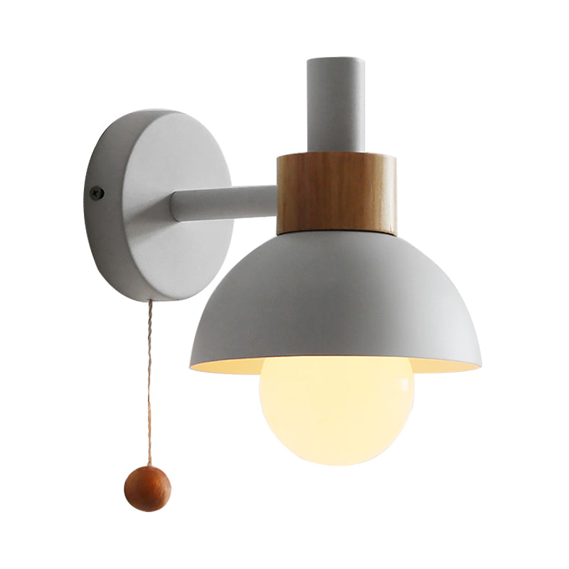 Rynx | 1 Head Nightstand Wall Lamp Macaron White/Pink/Yellow Scone Light Arrangement with Curved Metal Shade
