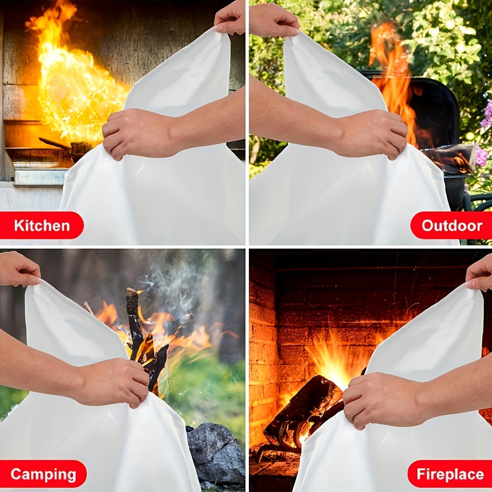 Rynx | 4 Piece Premium Fiberglass Fire Blankets - Heat-Resistant, Compact and Reusable for Kitchen, Home, School, Office, Camping, and Car Emergencies