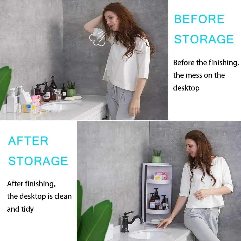 Rynx | 360° Redatable Corner Shelf – Space-Saving Organizer
