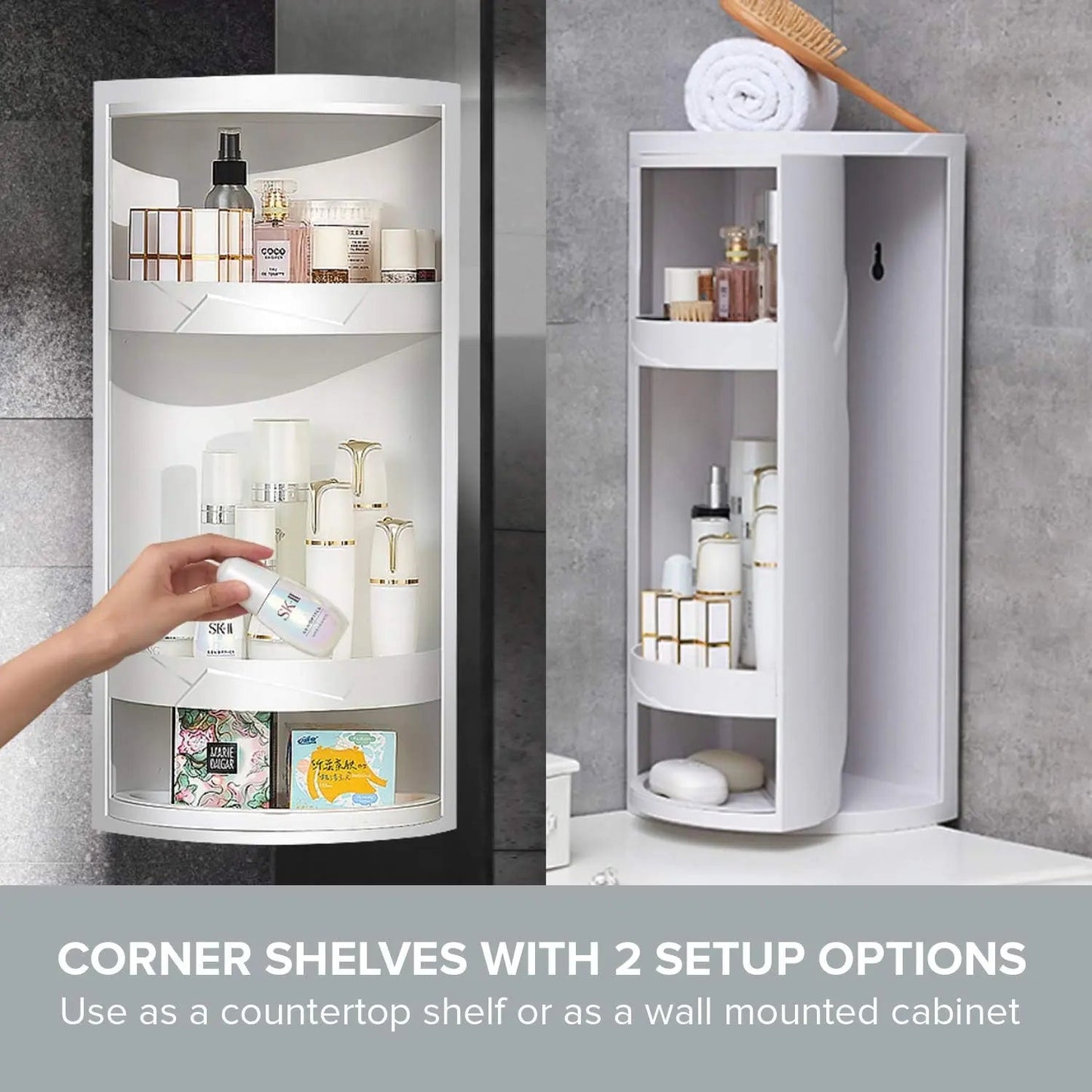 Rynx | 360° Redatable Corner Shelf – Space-Saving Organizer