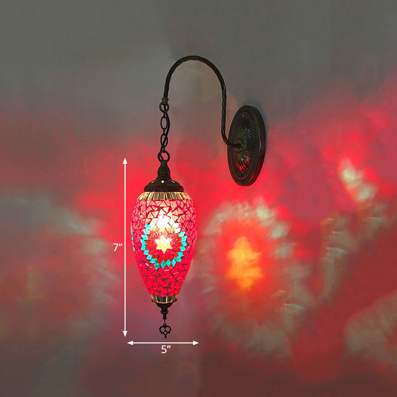 Rynx | 1 Light Cut Glass Wall Lighting Traditional Red/Orange/Green Teardrop Living Room Wall Lamp Fixture