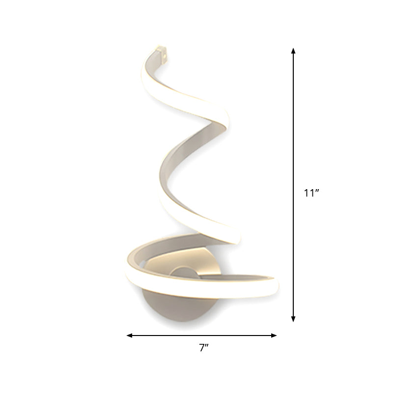 Rynx | LED Dining Room Wall Light Modernist White Wall Mounted Lamp with Spiral Acrylic Shade