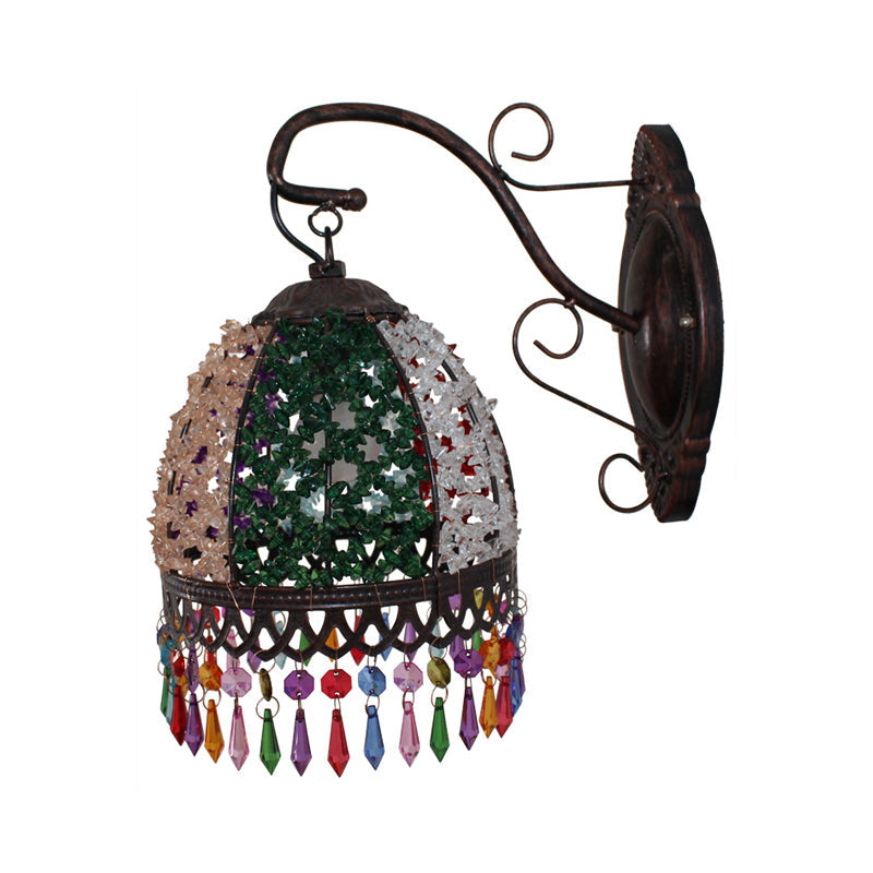 Rynx | Green Dome Wall Lamp Decorative Metal 1 Head Living Room Wall Lamp Lighting Fixture with Glass Drapery