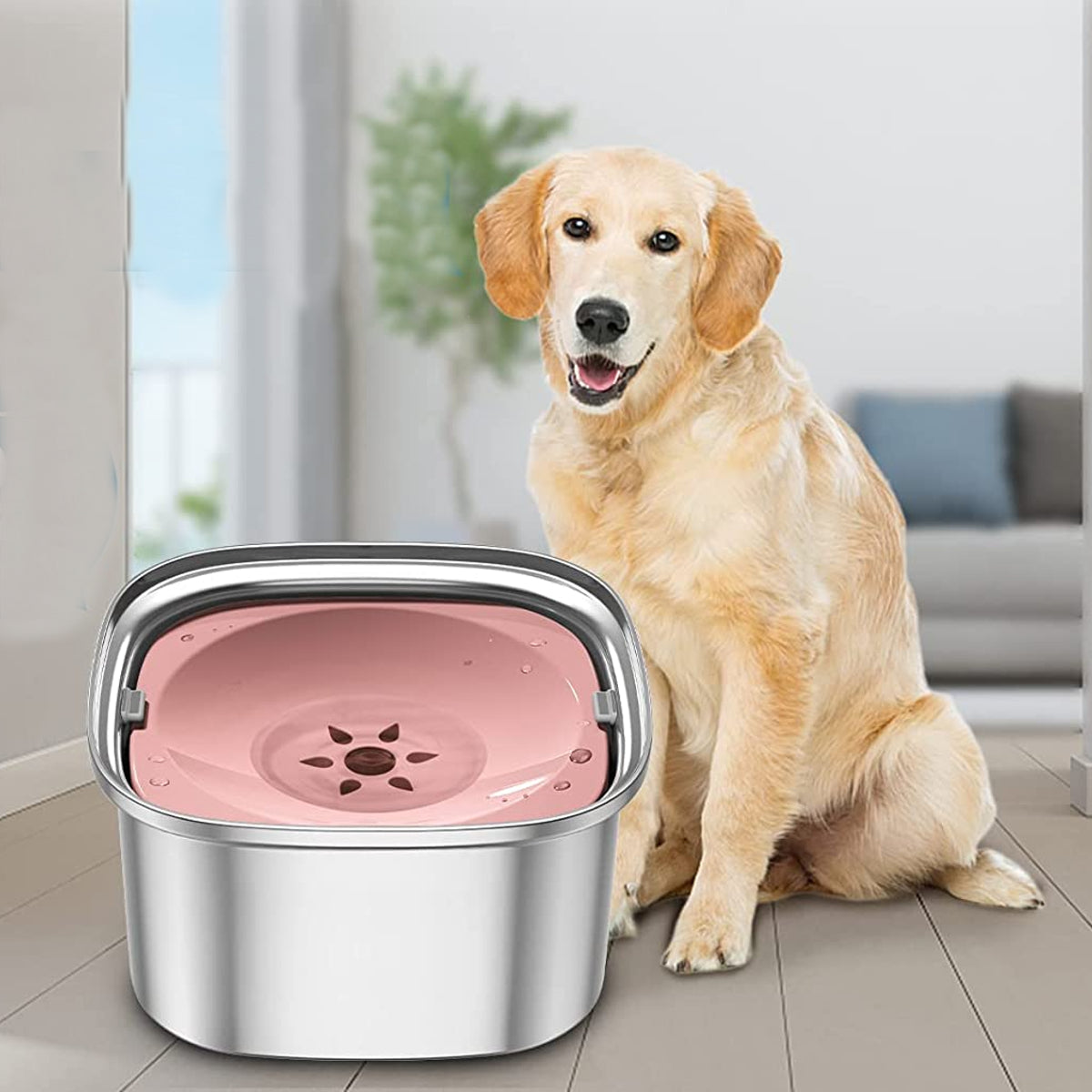 RYNX | Spill-Proof Water Bowl For Large Dogs Pink