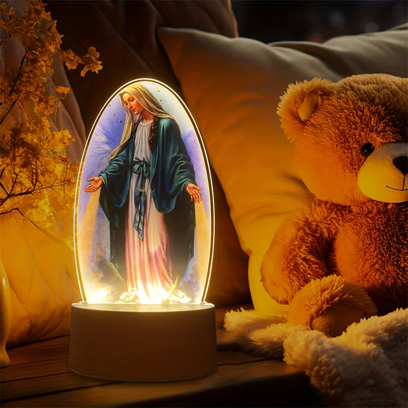 Rynx | SacredGlow - Virgin Mary Night Lamp with LED Acrylic Frame, USB Power