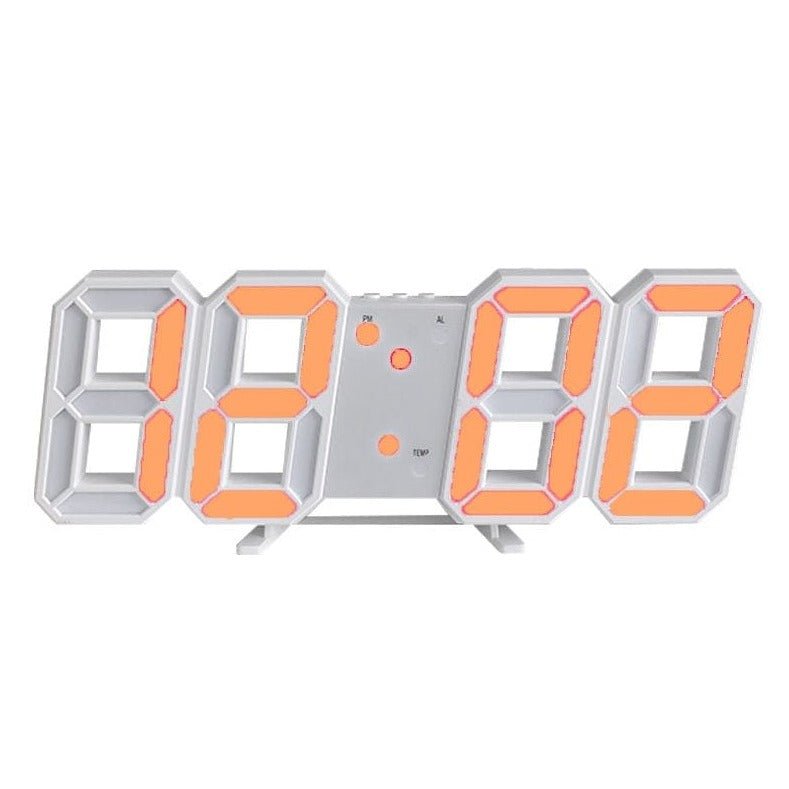 RYNX | 3D LED Wall Clock | Modern Digital Clock | Dimmable LED Light | Stylish Wall Decor Orange