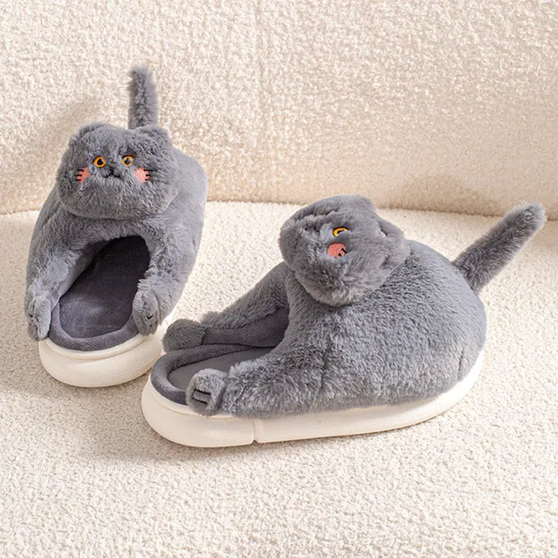 Rynx | Funny Cat Plush Slippers for Women Bedroom Fuzzy Slippers to Slip On Slippers for Women Indoor Loaf Bread Slippers for Women