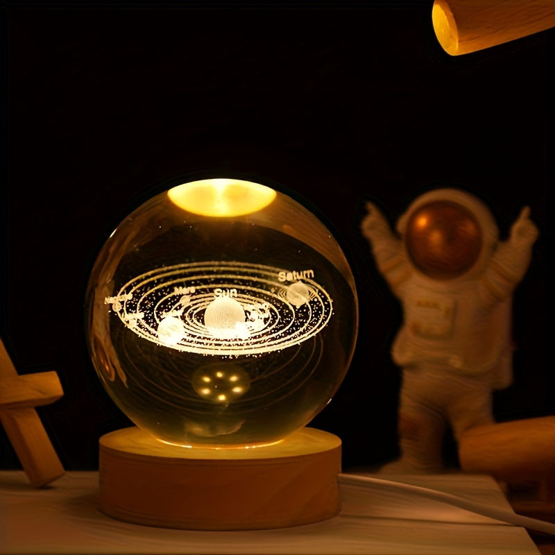 Rynx | LuminaSphere - 3D Crystals Ball LED Table Lamp with Wooden Base
