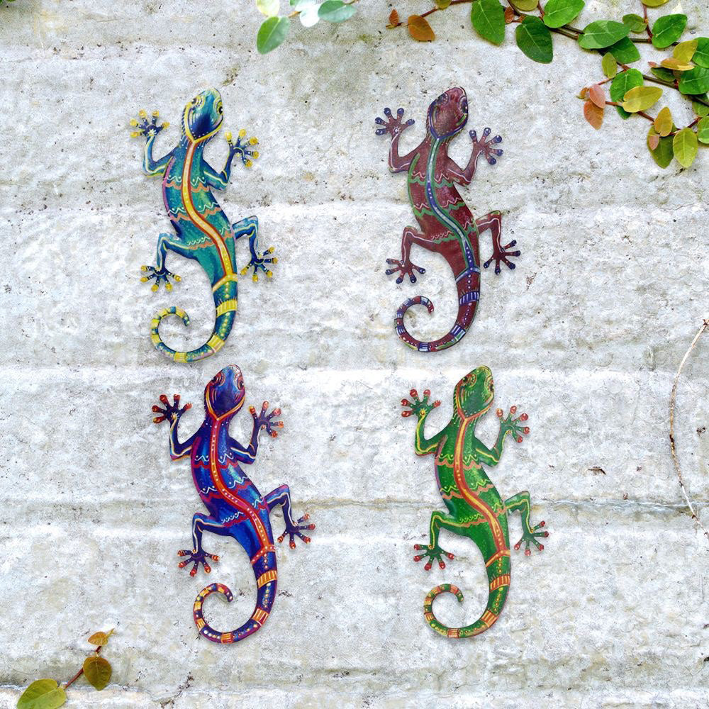 Rynx | 4 Pcs - Metal Gecko Wall Art Decor