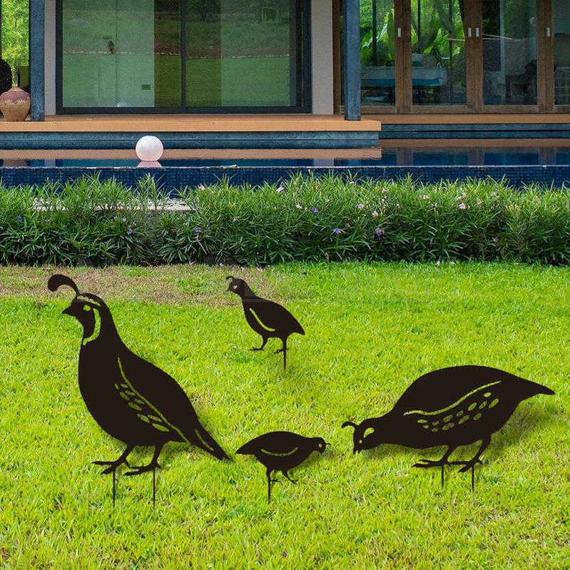 Rynx | 4 pcs - Metal Swallow Family Garden Stake