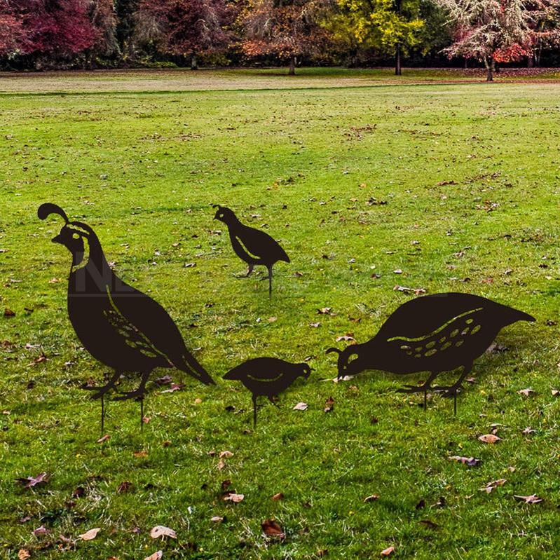 Rynx | 4 pcs - Metal Swallow Family Garden Stake