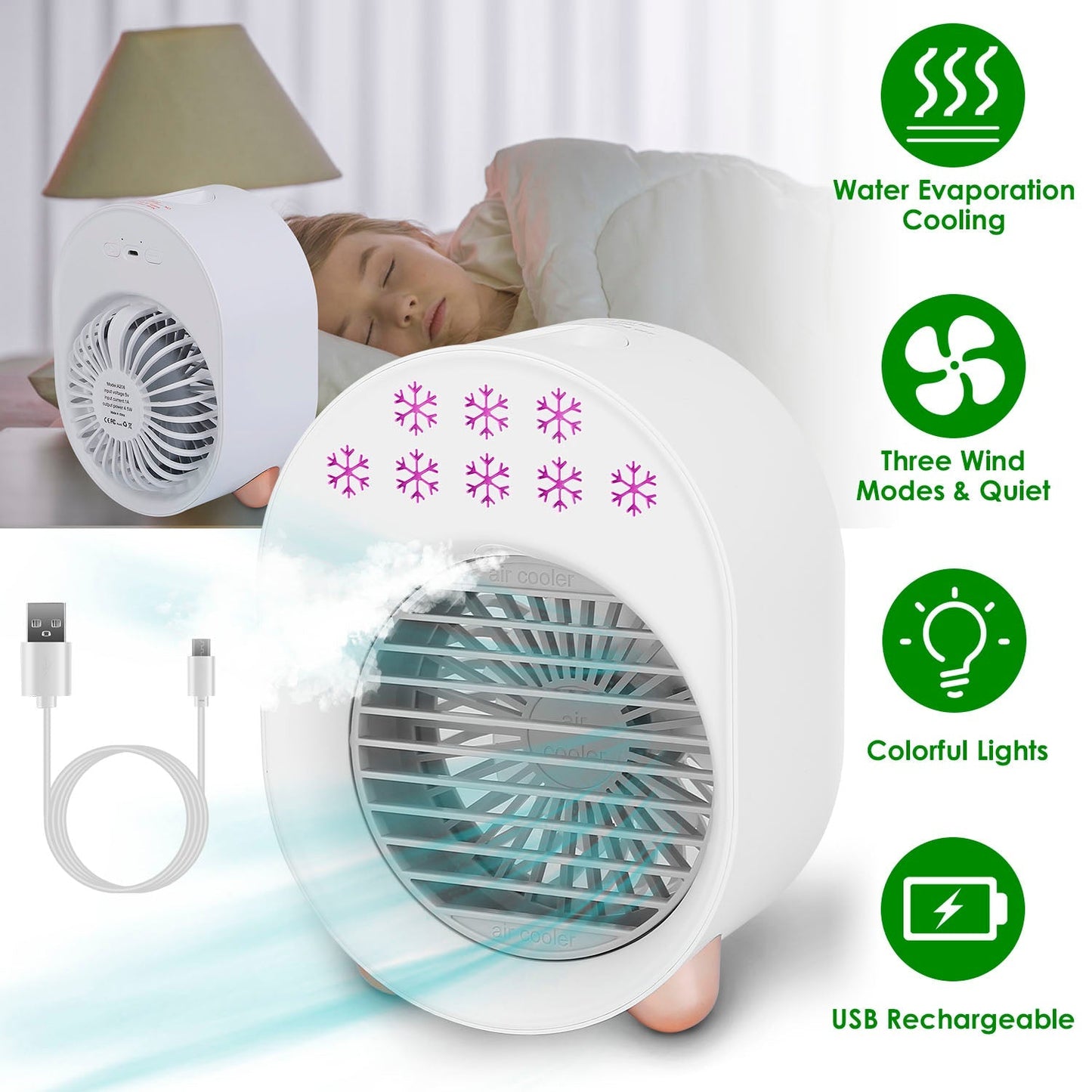 Rynx | 4-in-1 Portable Mini Desk Water Mist Cooling Air Conditioner