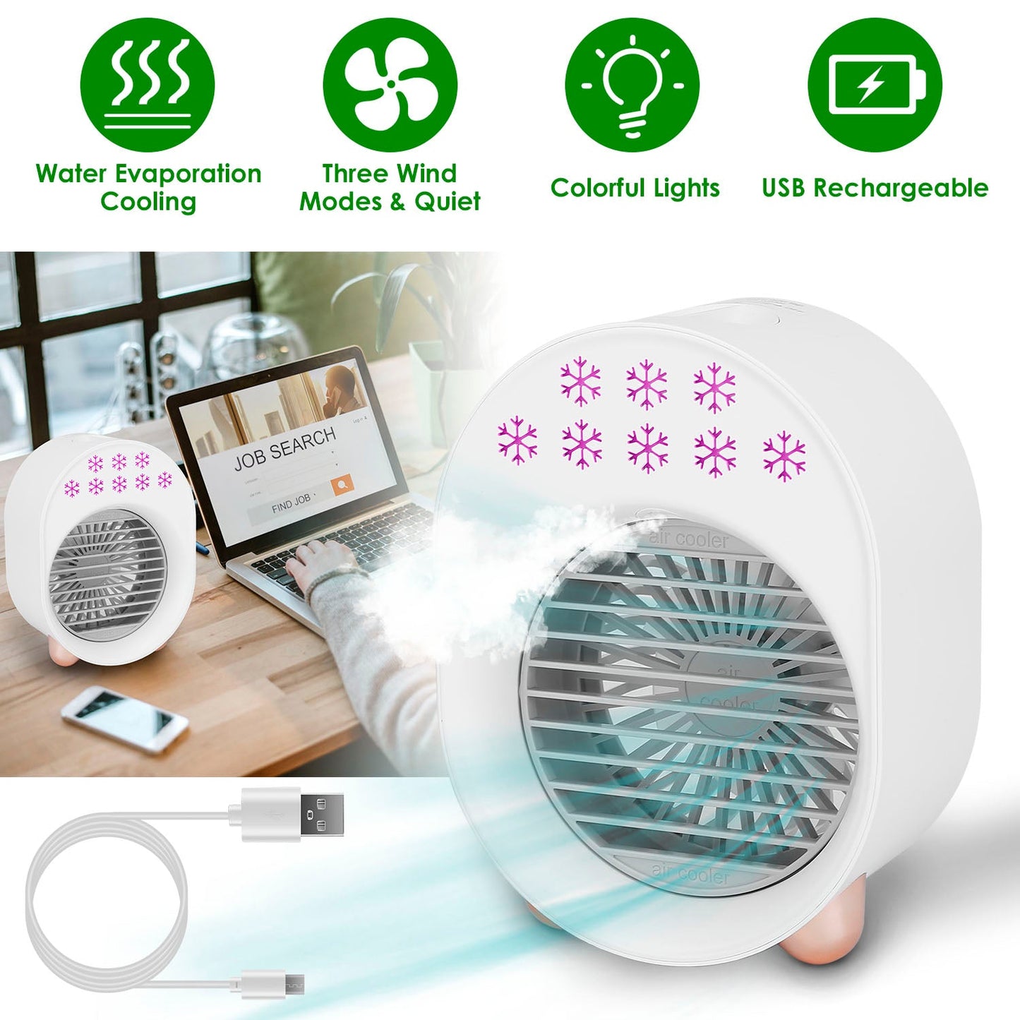 Rynx | 4-in-1 Portable Mini Desk Water Mist Cooling Air Conditioner
