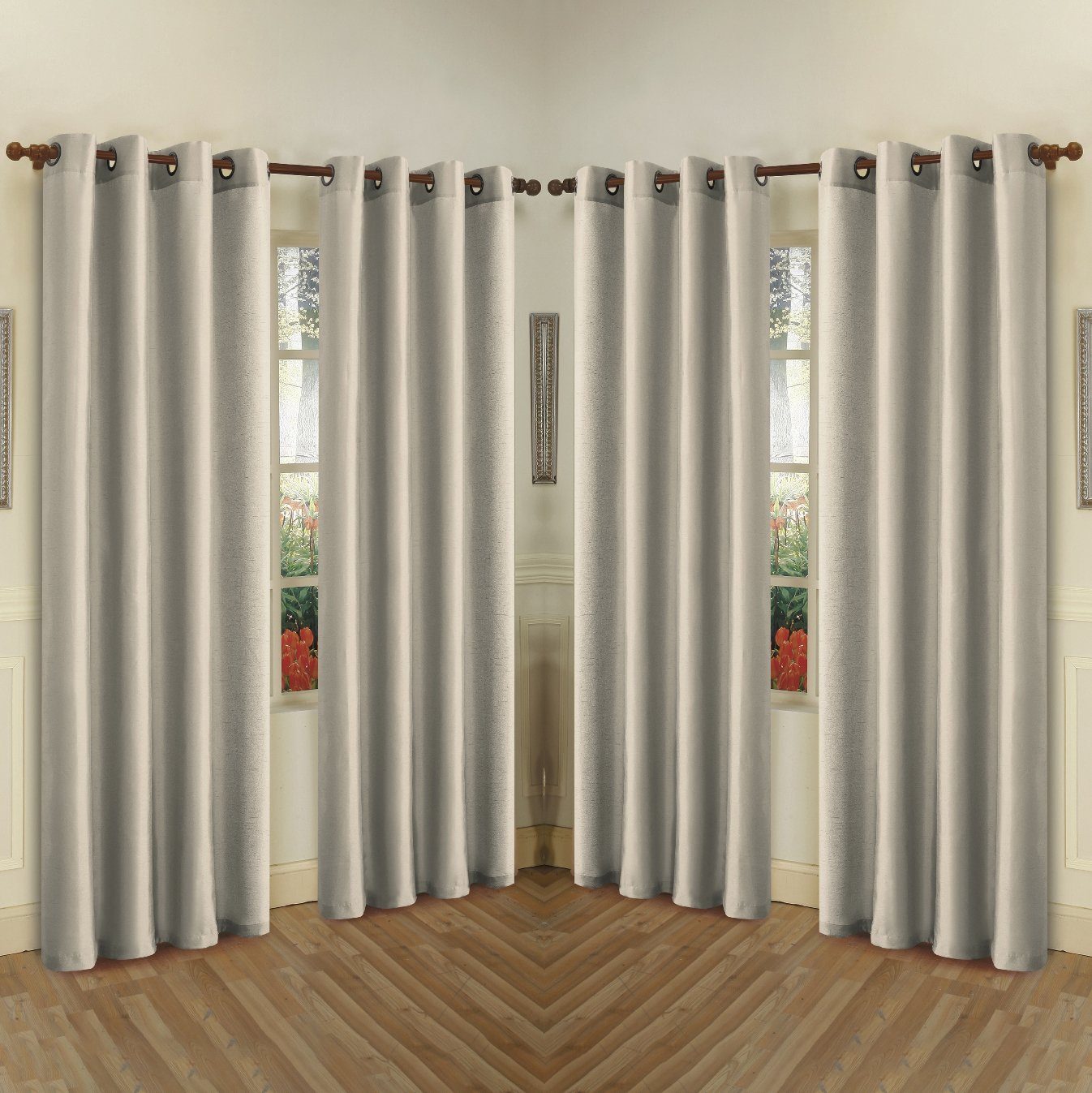 Rynx | 4-Pack: Faux-Silk Grommet Panels with Eyelets