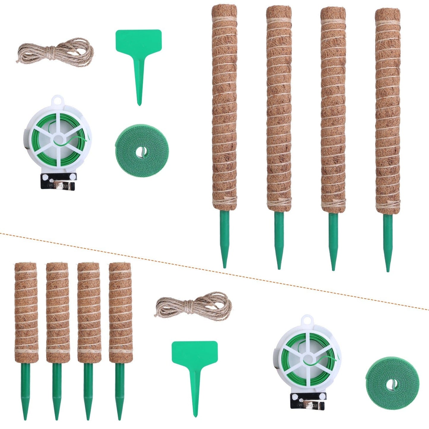 Rynx | 4-Pieces: Coco Coir Expandable Moss Pole for Climbing Plants