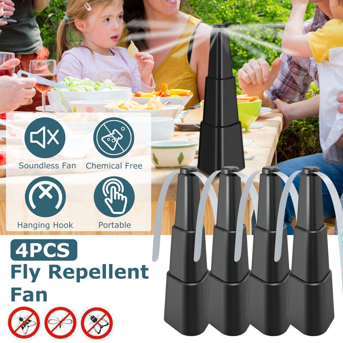 Rynx | 4-Piece: Fly Repellent Fan Table Battery Operated Insect Repellent