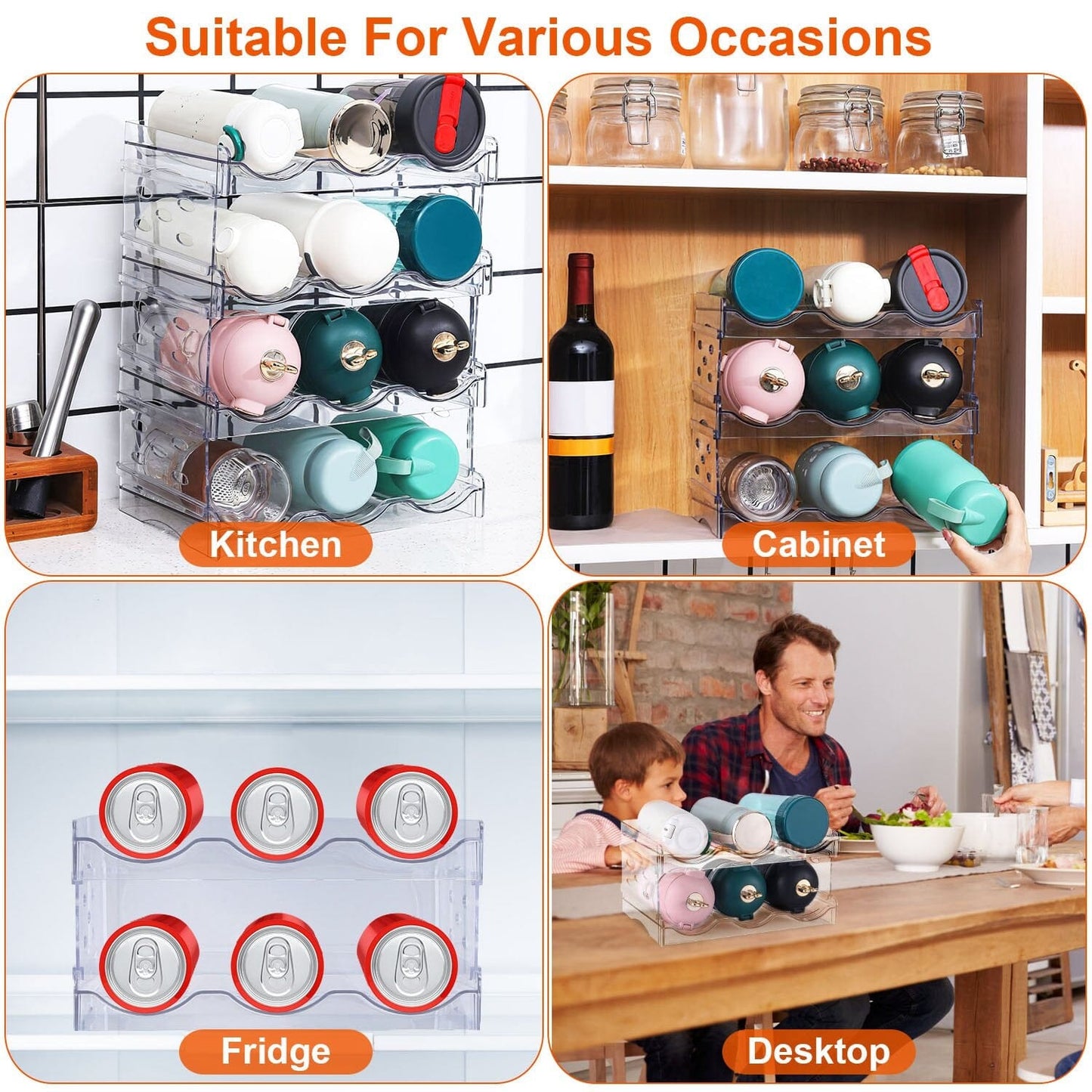 Rynx | 4-layer bottle storage 12 bottles transparent stackable Organizer holder shelf