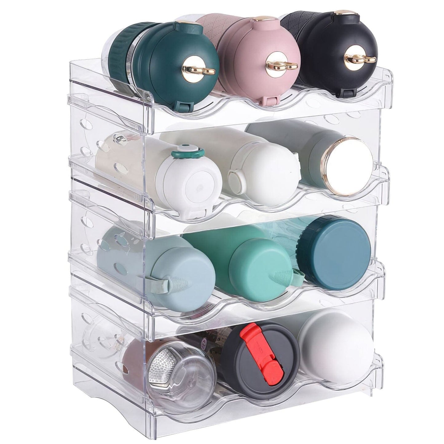 Rynx | 4-layer bottle storage 12 bottles transparent stackable Organizer holder shelf