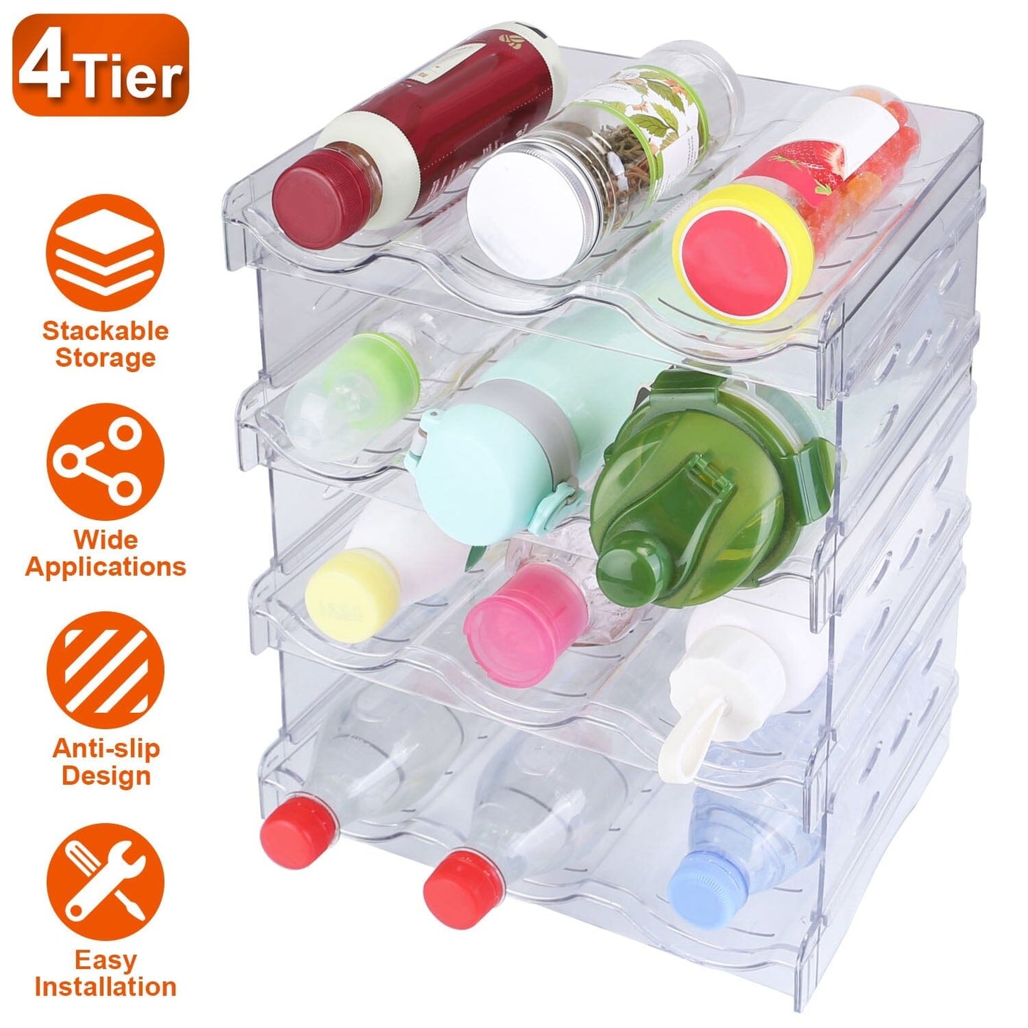 Rynx | 4-layer bottle storage 12 bottles transparent stackable Organizer holder shelf