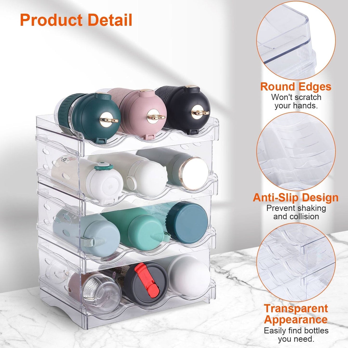 Rynx | 4-layer bottle storage 12 bottles transparent stackable Organizer holder shelf