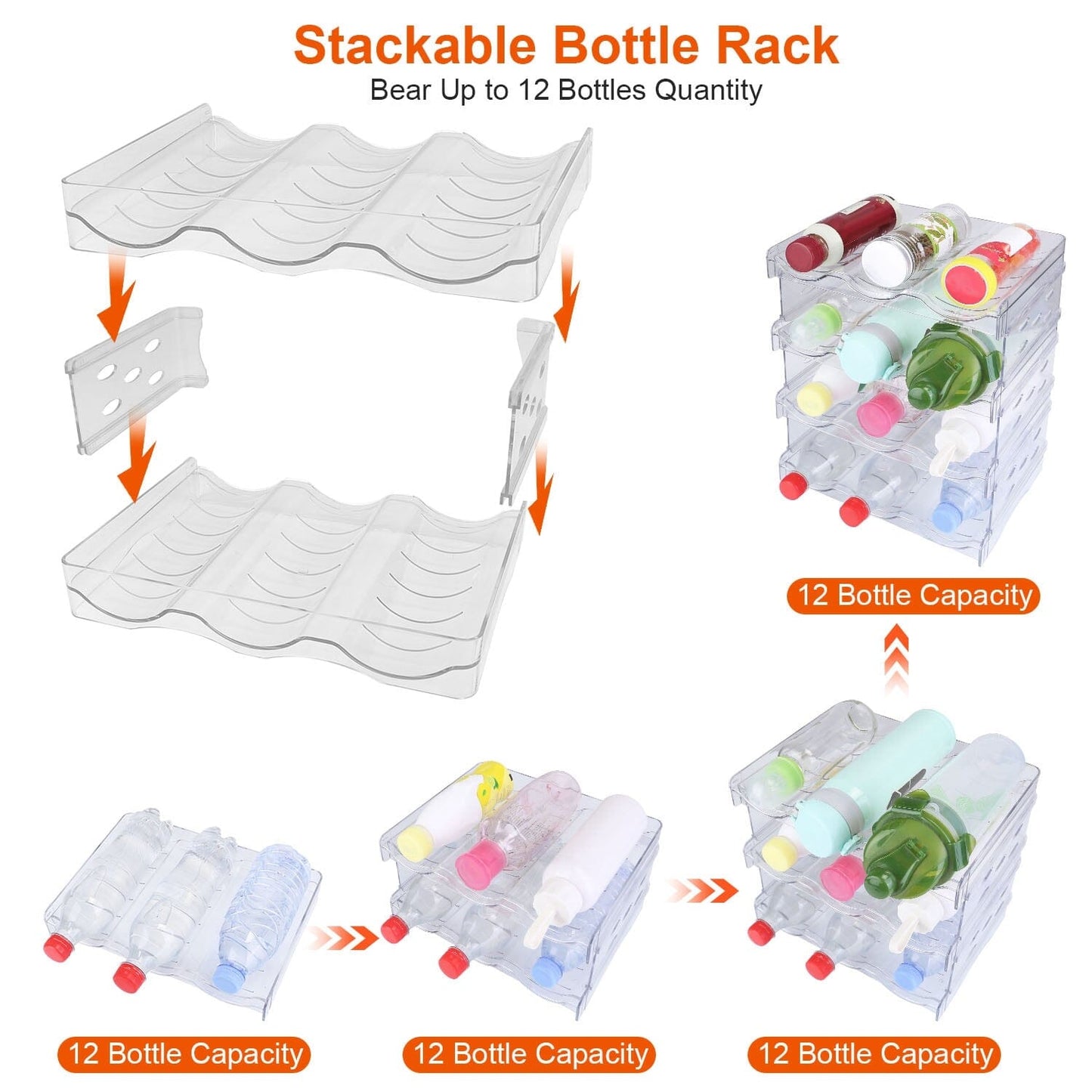 Rynx | 4-layer bottle storage 12 bottles transparent stackable Organizer holder shelf