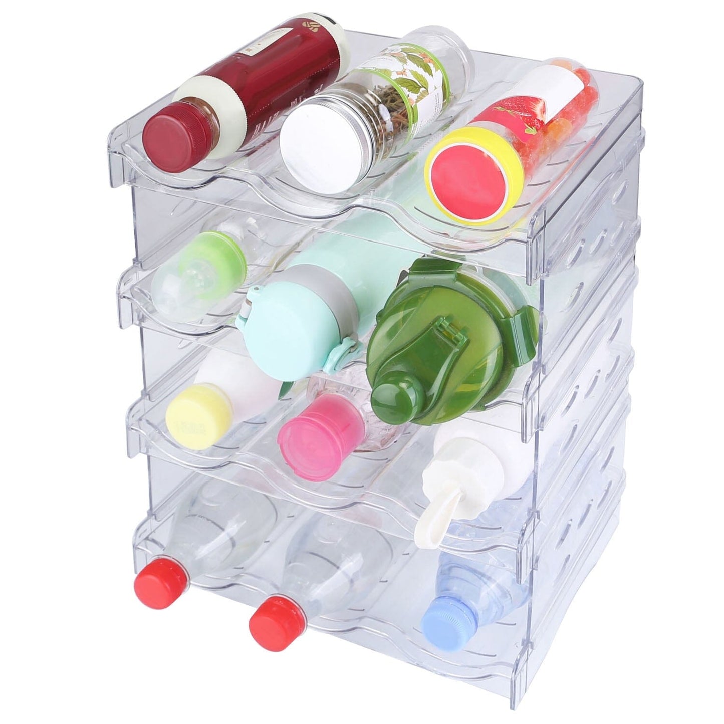 Rynx | 4-layer bottle storage 12 bottles transparent stackable Organizer holder shelf