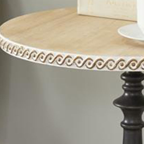 Rynx | Brown Metal Round Farmhouse Accent Table