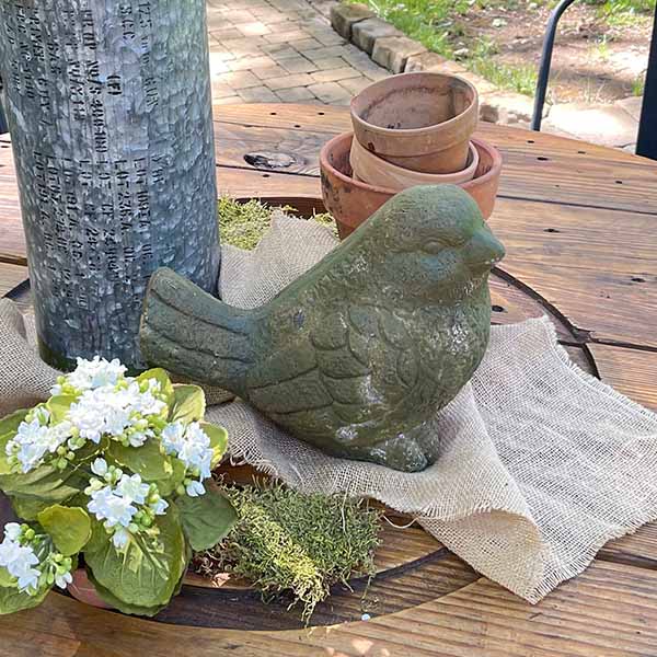 Rynx | Mossy Sparrow Garden Statue