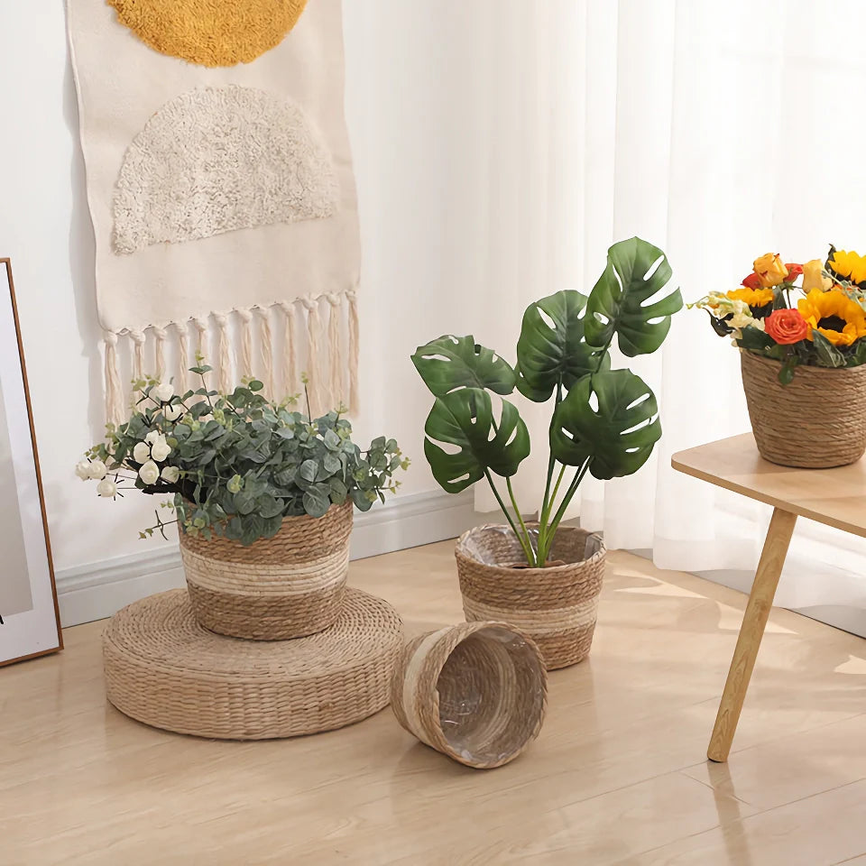 Rynx | Woven Straw Plant Basket Set